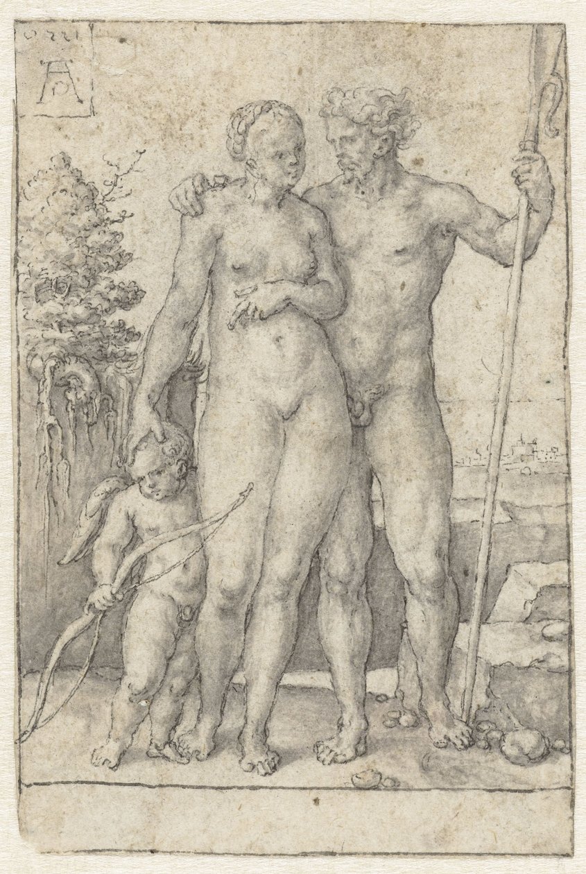 Paris, Œnone et Cupidon - Heinrich Aldegrever