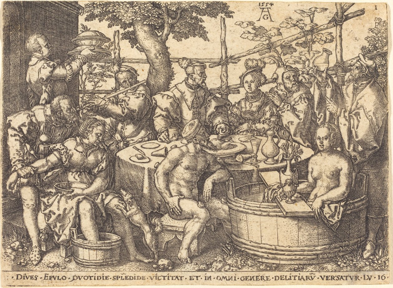 Le Riche à table, 1554 - Heinrich Aldegrever