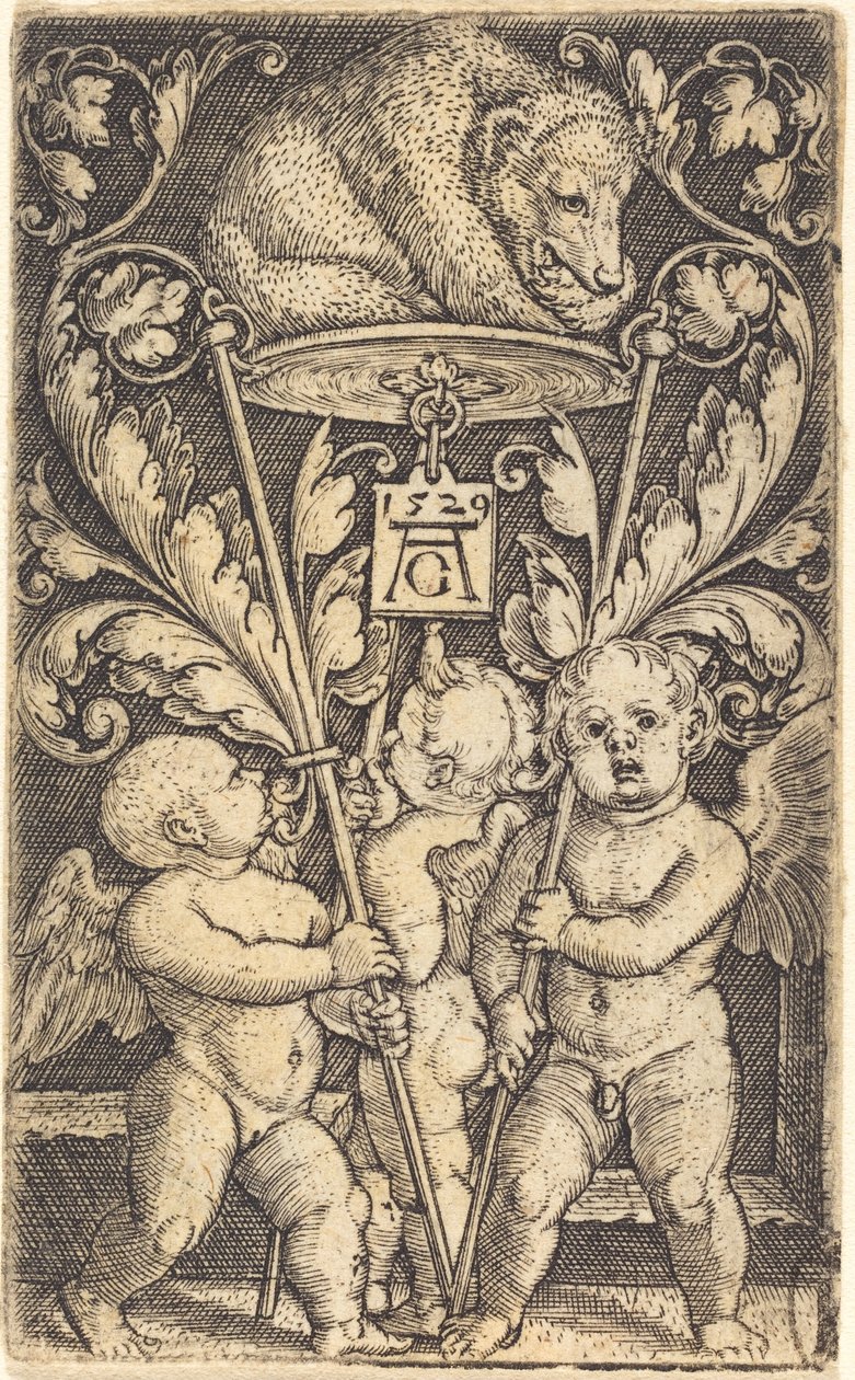 Trois cupidons et un ours - Heinrich Aldegrever