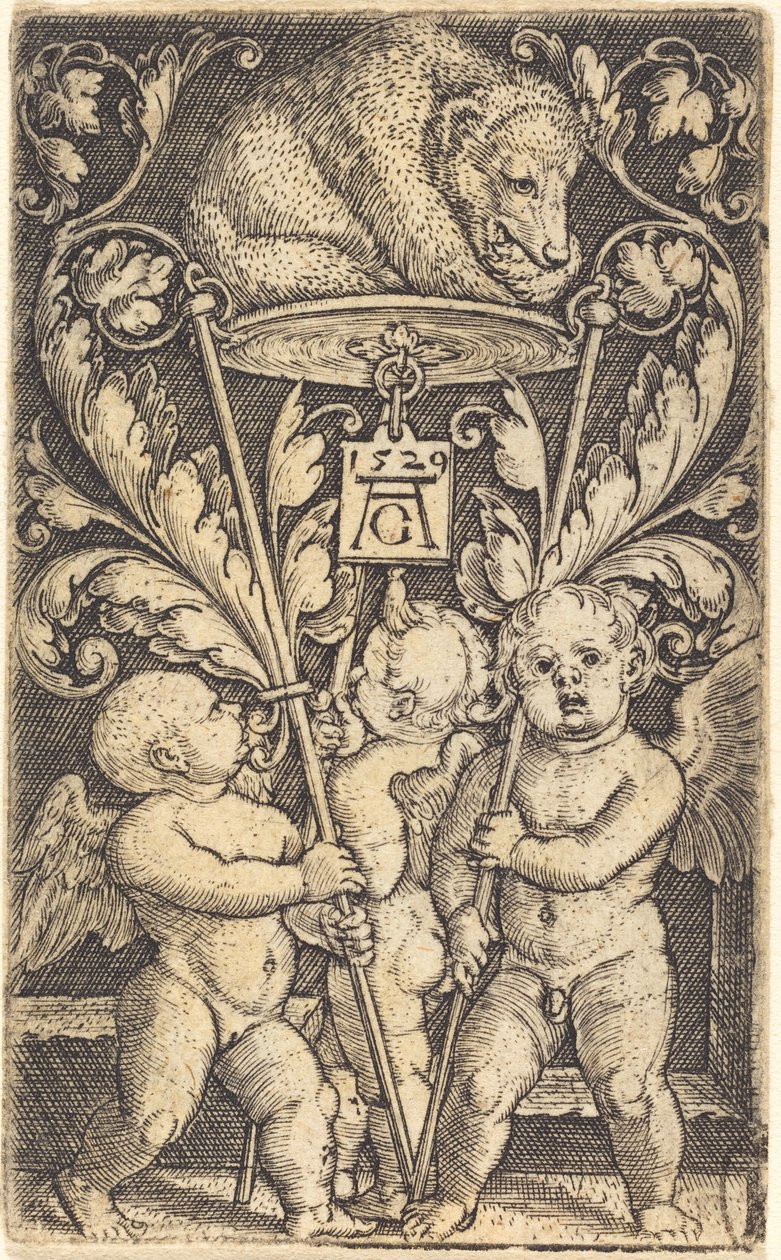 Trois cupidons et un ours, 1529 - Heinrich Aldegrever
