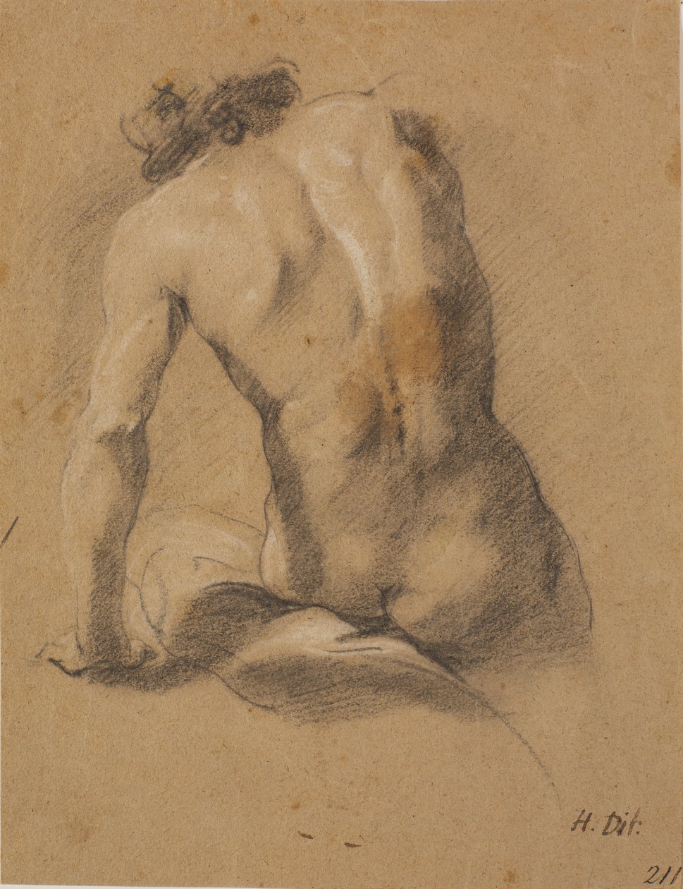 Modèle masculin assis, vu de dos - Heinrich Dittmers