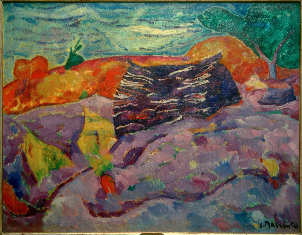 Paysage avec tas de bois - Heinrich Nauen