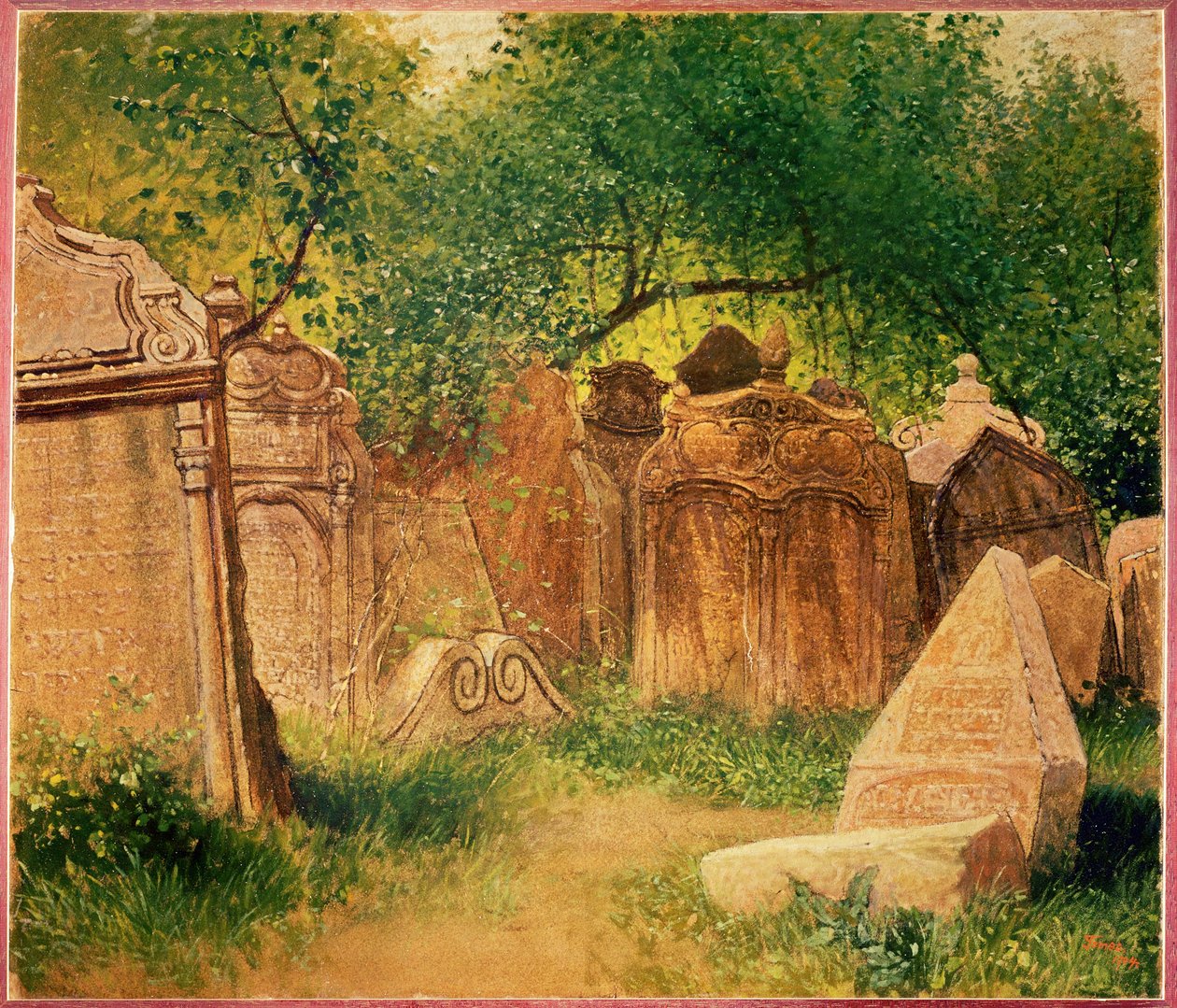 Cimetière juif de Prague ... (huile sur toile) - Heinrich Tomec