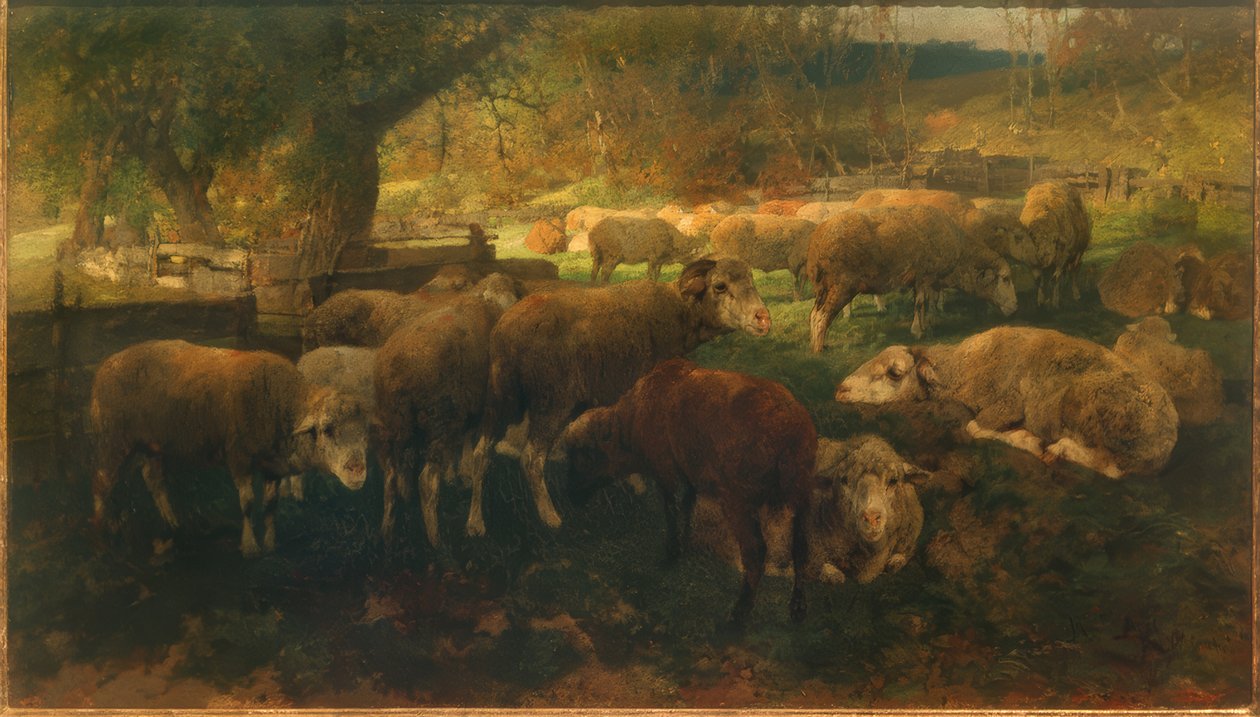 Moutons sous les arbres - Heinrich von Zügel