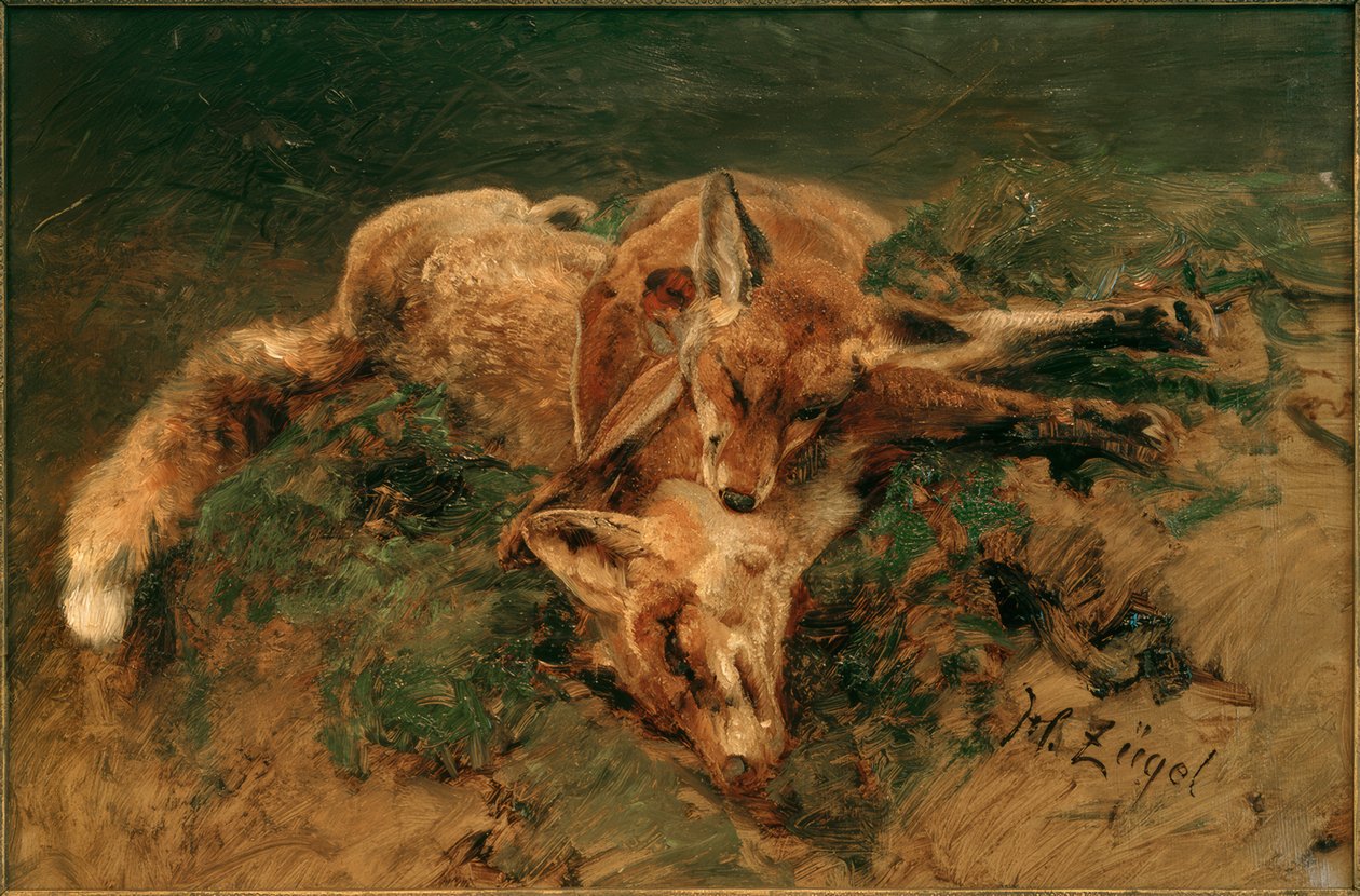 Deux renards - Heinrich von Zügel