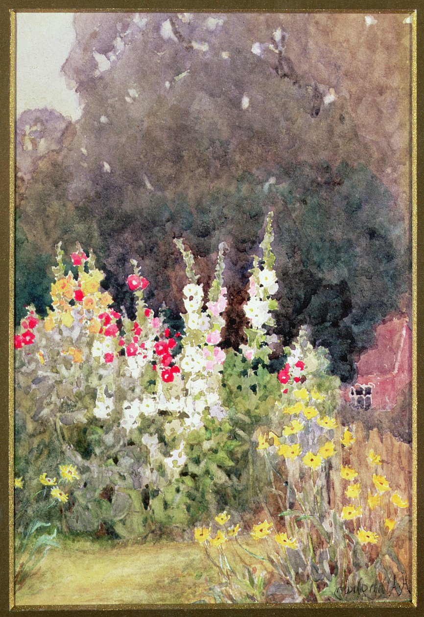 Rose trémières - Helen Allingham