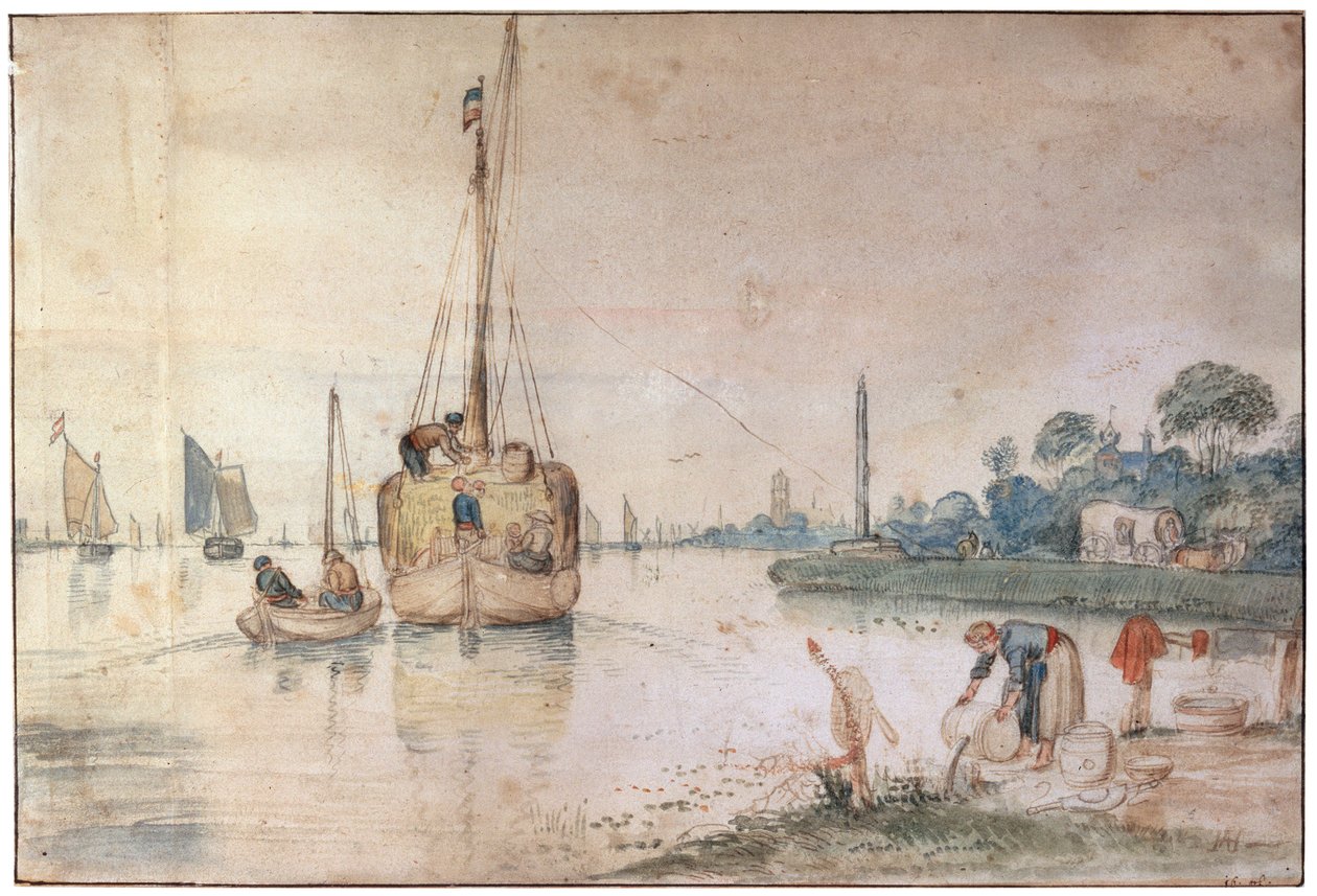 Une barge avec du foin, vers 1625-1634 - Hendrick Avercamp