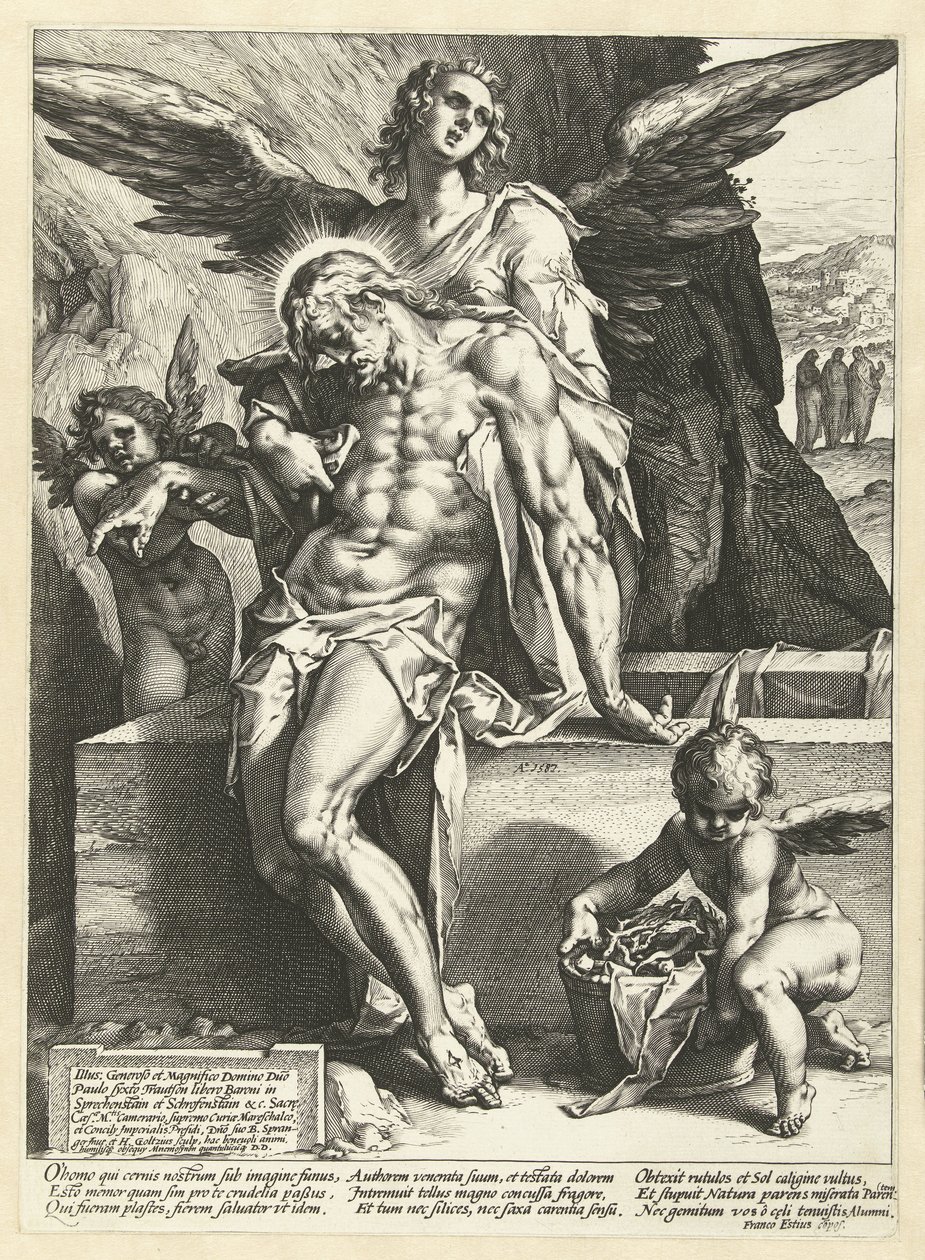Anges portant le corps du Christ - Hendrick Goltzius