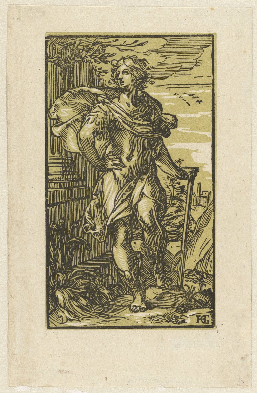 Jeune homme avec canne - Hendrick Goltzius