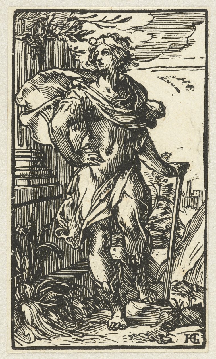 Jeune homme avec une canne - Hendrick Goltzius
