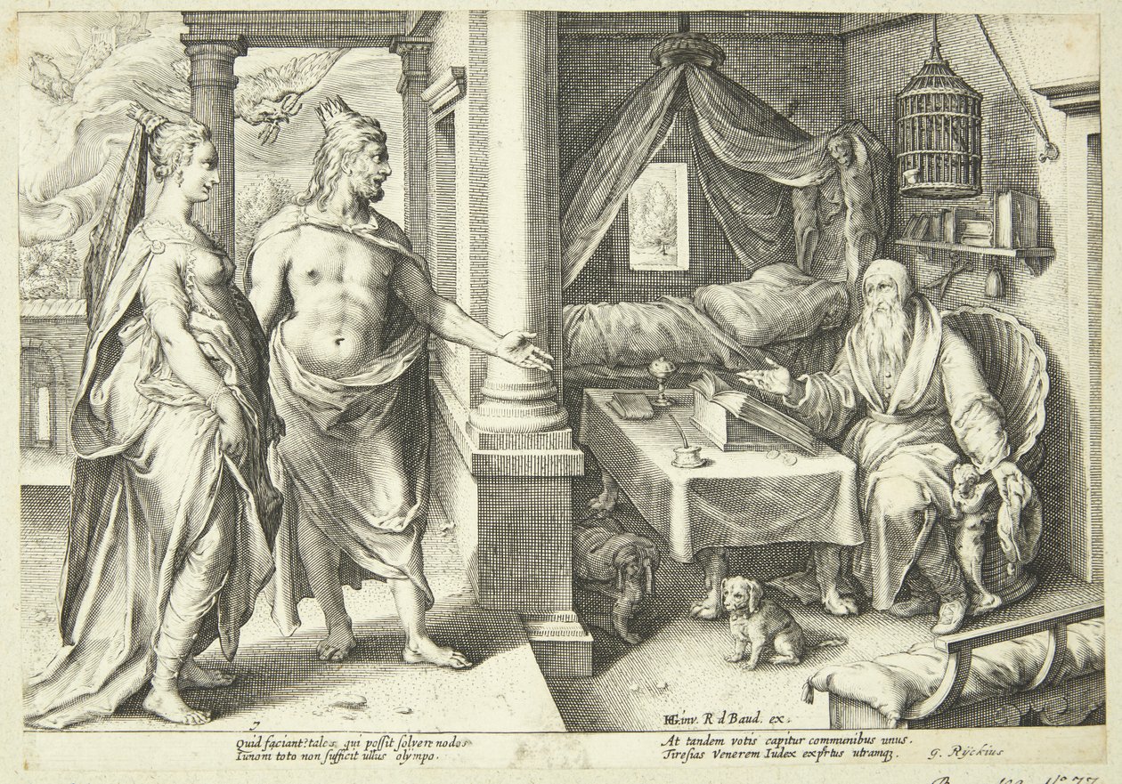 Jupiter et Junon consultent Tirésias - Hendrick Goltzius