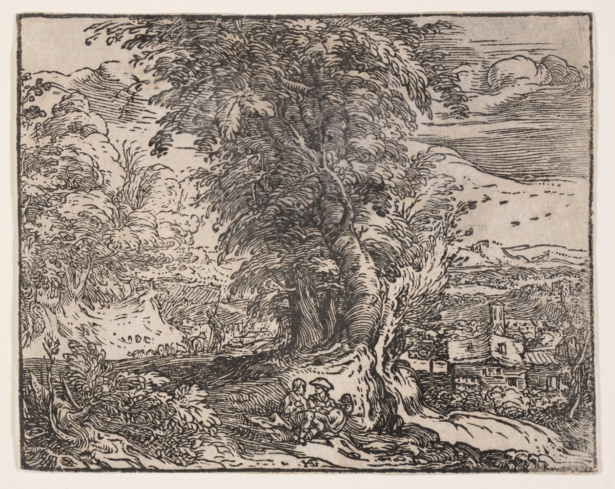 Paysage avec un couple de bergers - Hendrick Goltzius