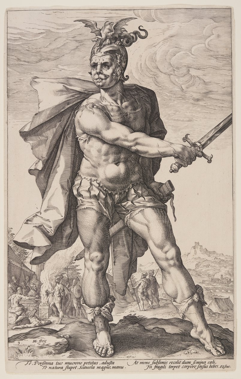 Mucius Scaevola, extrait des Héros romains - Hendrick Goltzius