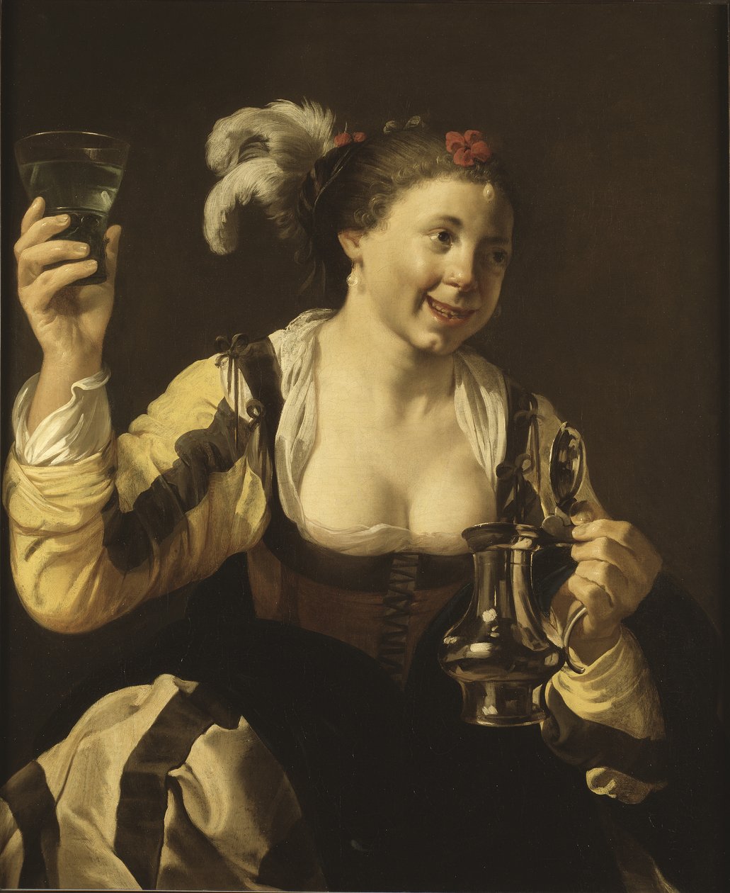 Une fille tenant un verre, vers 1620 - Hendrick ter Brugghen