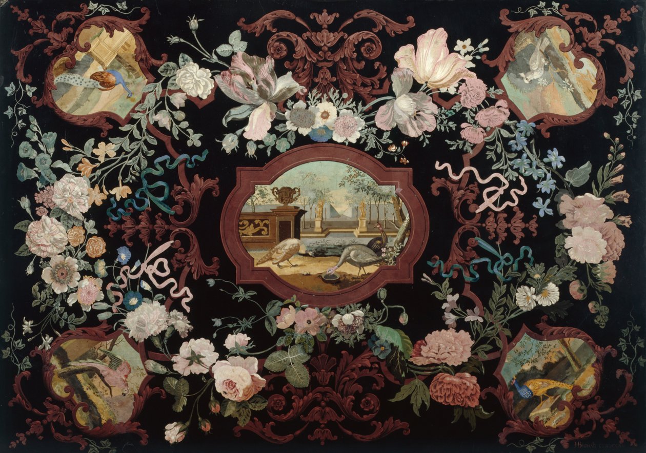 Plateau de table en scagliola, 1715 - Hendrik Busch
