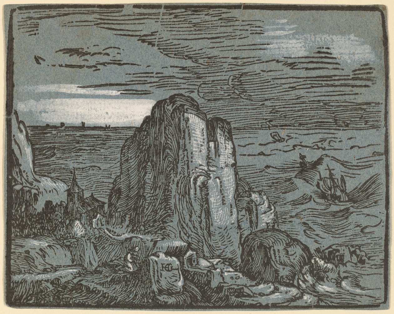 Falaise sur un rivage - Hendrik Goltzius