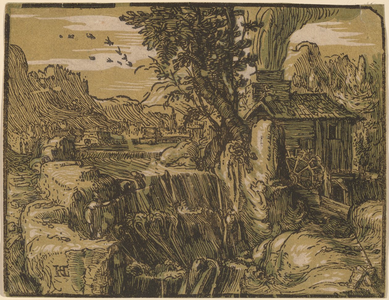 Paysage avec une cascade - Hendrik Goltzius