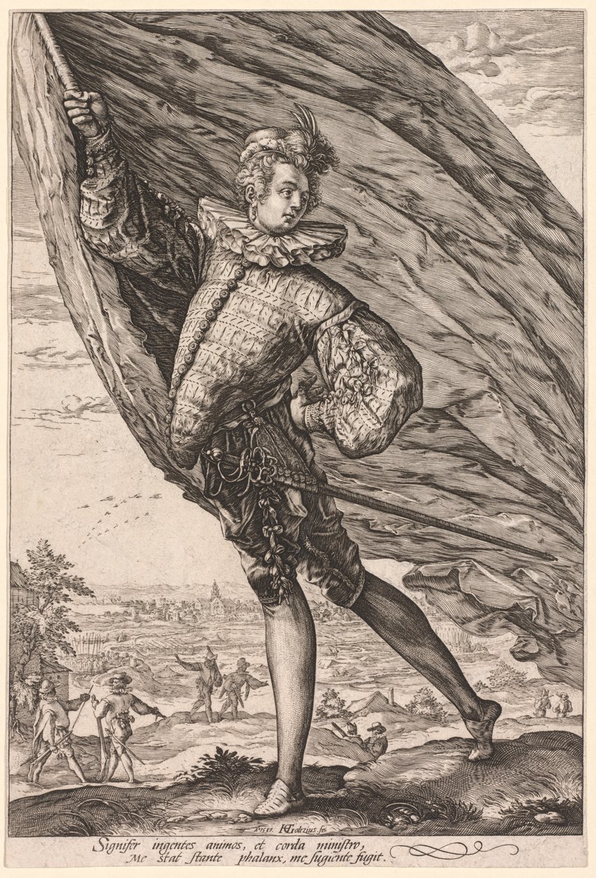 Le Porte-étendard, tourné à gauche, 1587 - Hendrik Goltzius