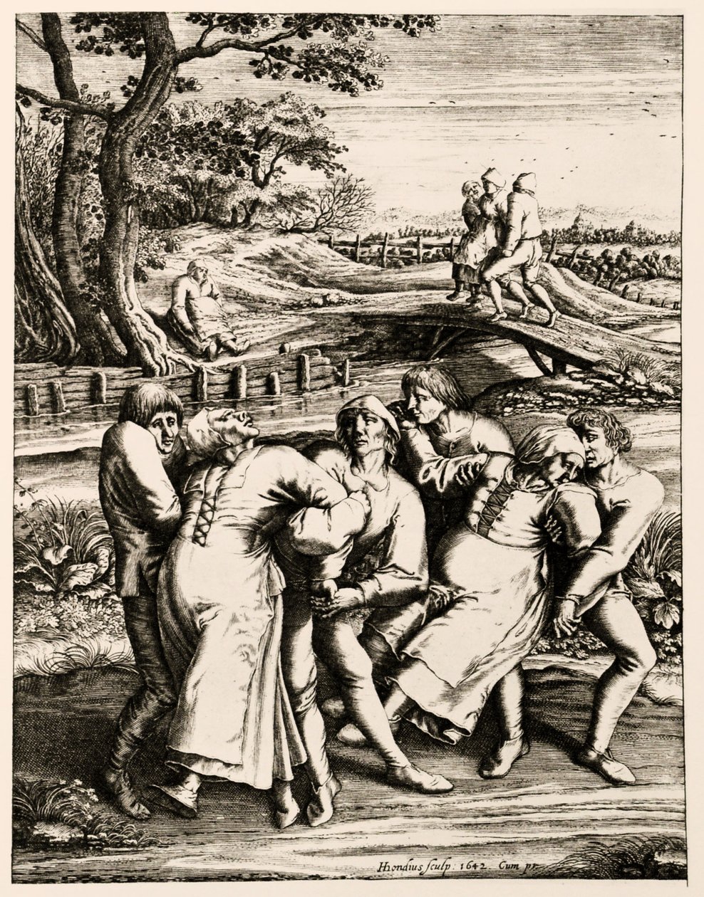 La peste dansante, Strasbourg, Alsace, 1518 - Hendrik I Hondius