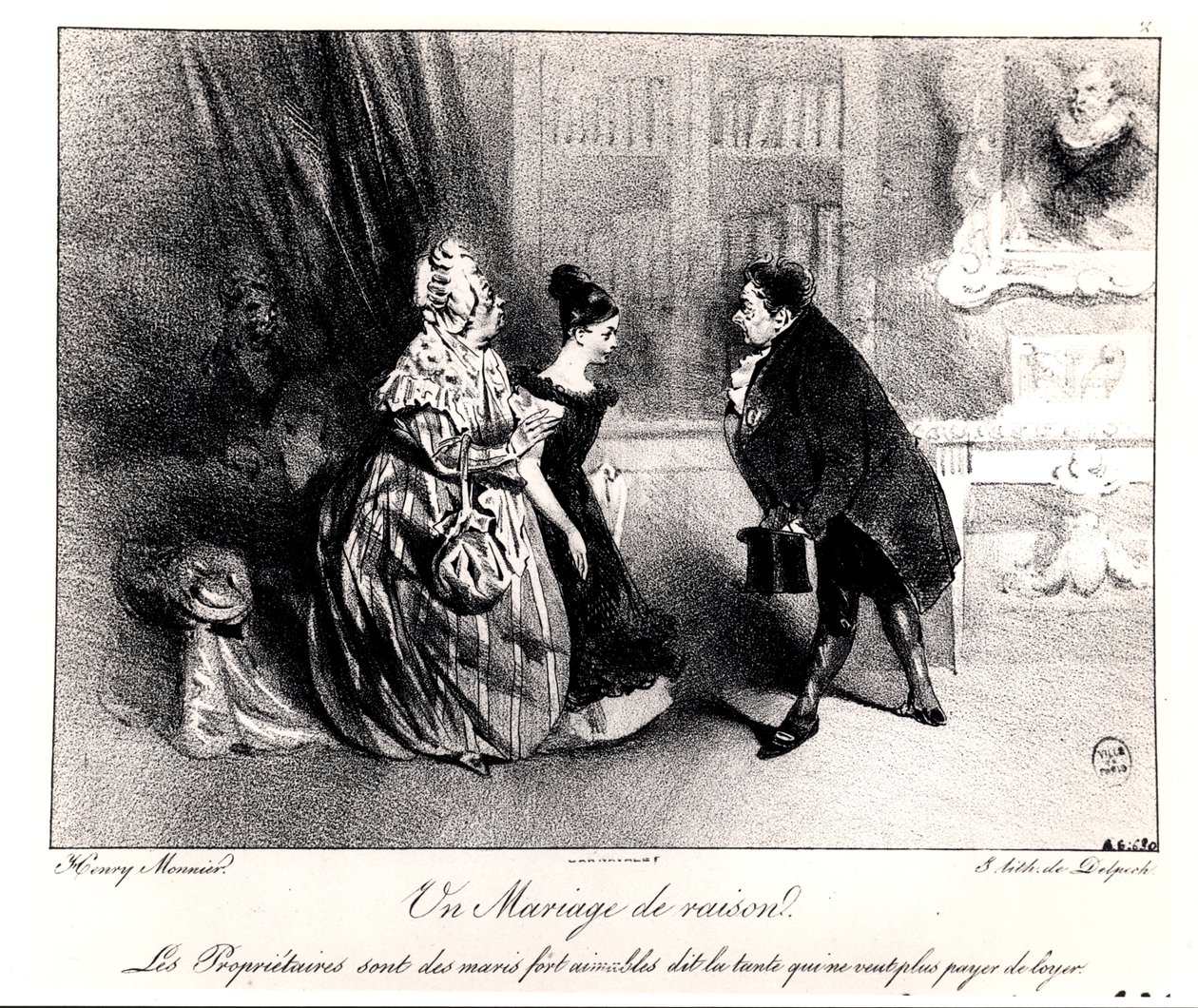 Un mariage de convenance, vers 1840 - Henri Bonaventure Monnier
