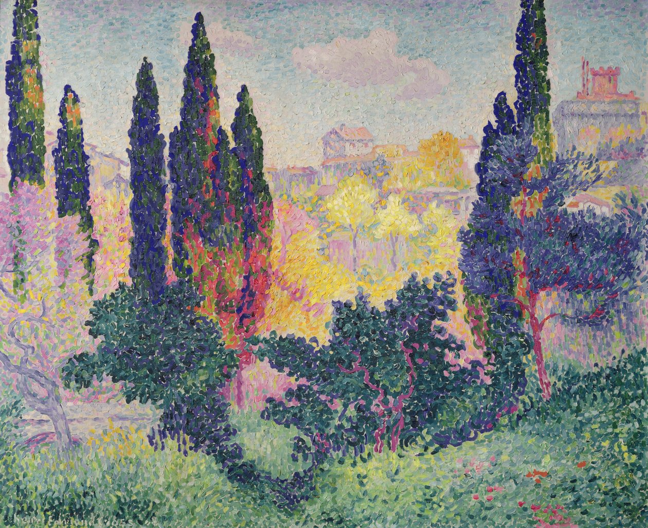 Les cyprès à Cagnes, 1908 - Henri Edmond Cross