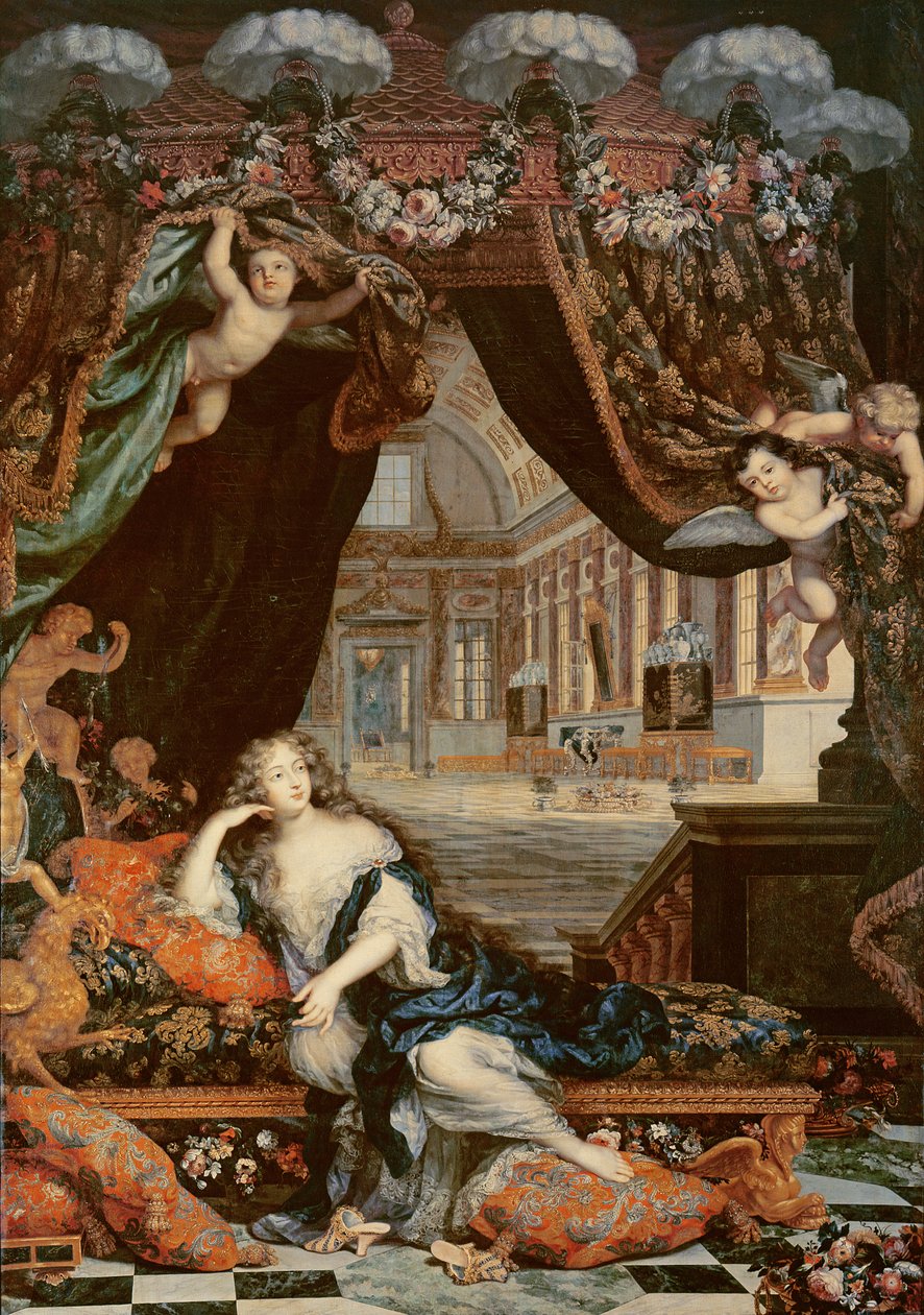 Portrait de Madame de Montespan (1640-1707) allongée devant la galerie du Château de Clagny - Henri Gascard
