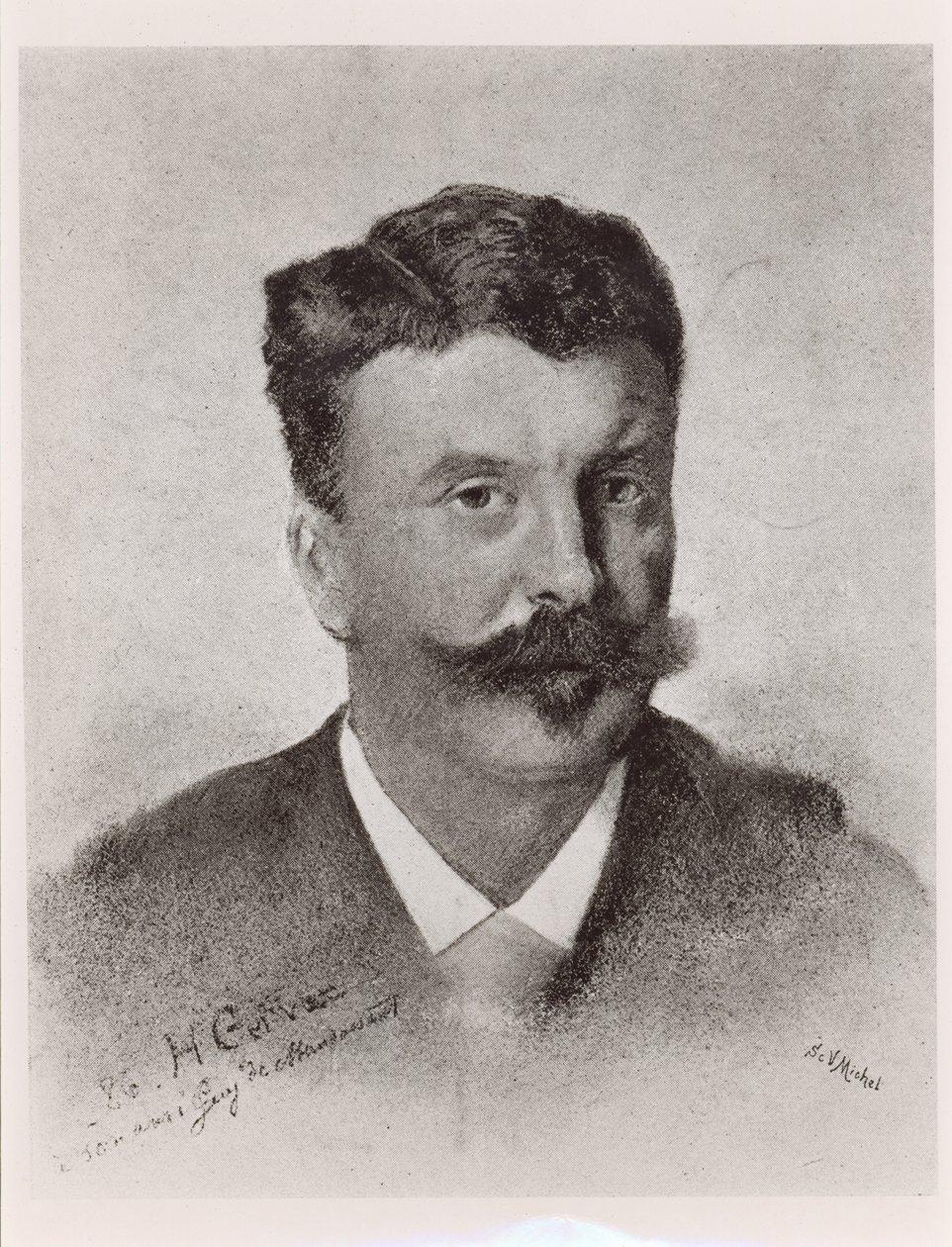 Guy de Maupassant (1850-93), gravé par Victor Augustin Michel (1828-91) - Henri Gervex