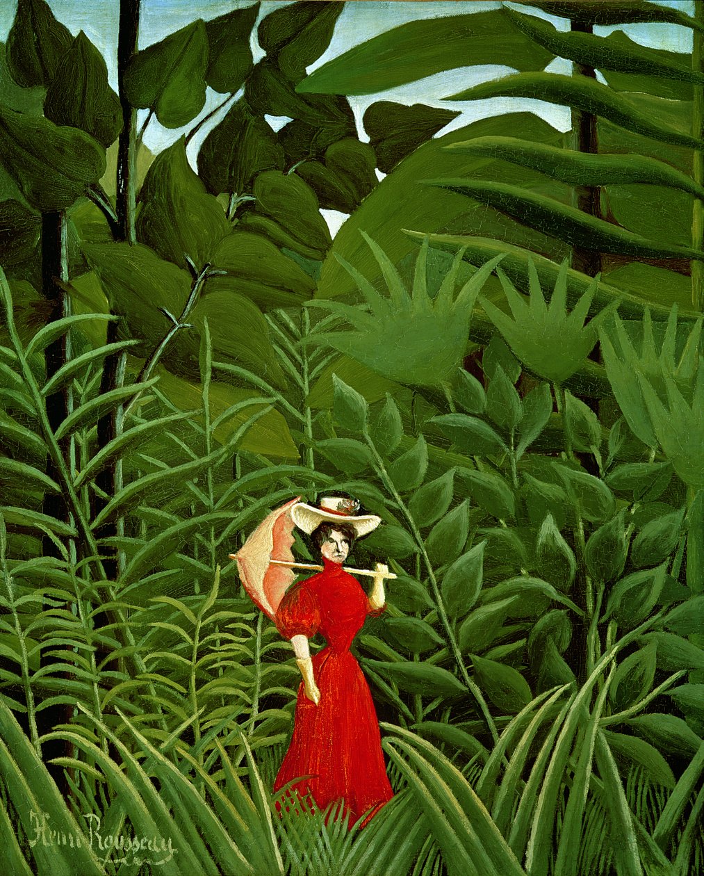 Femme en rouge dans la forêt, vers 1907 - Henri Rousseau