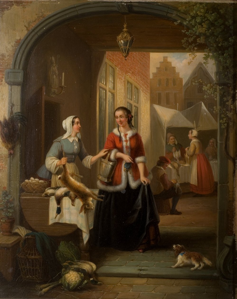 Scène de marché néerlandais - Henri Joseph Gommarus Carpentero