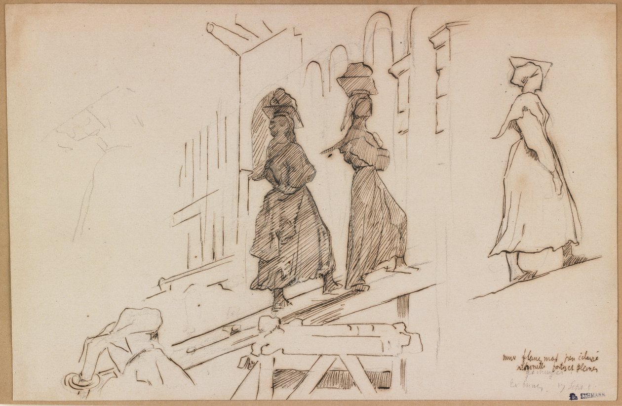 Femmes portant du mortier - Henri Lehmann