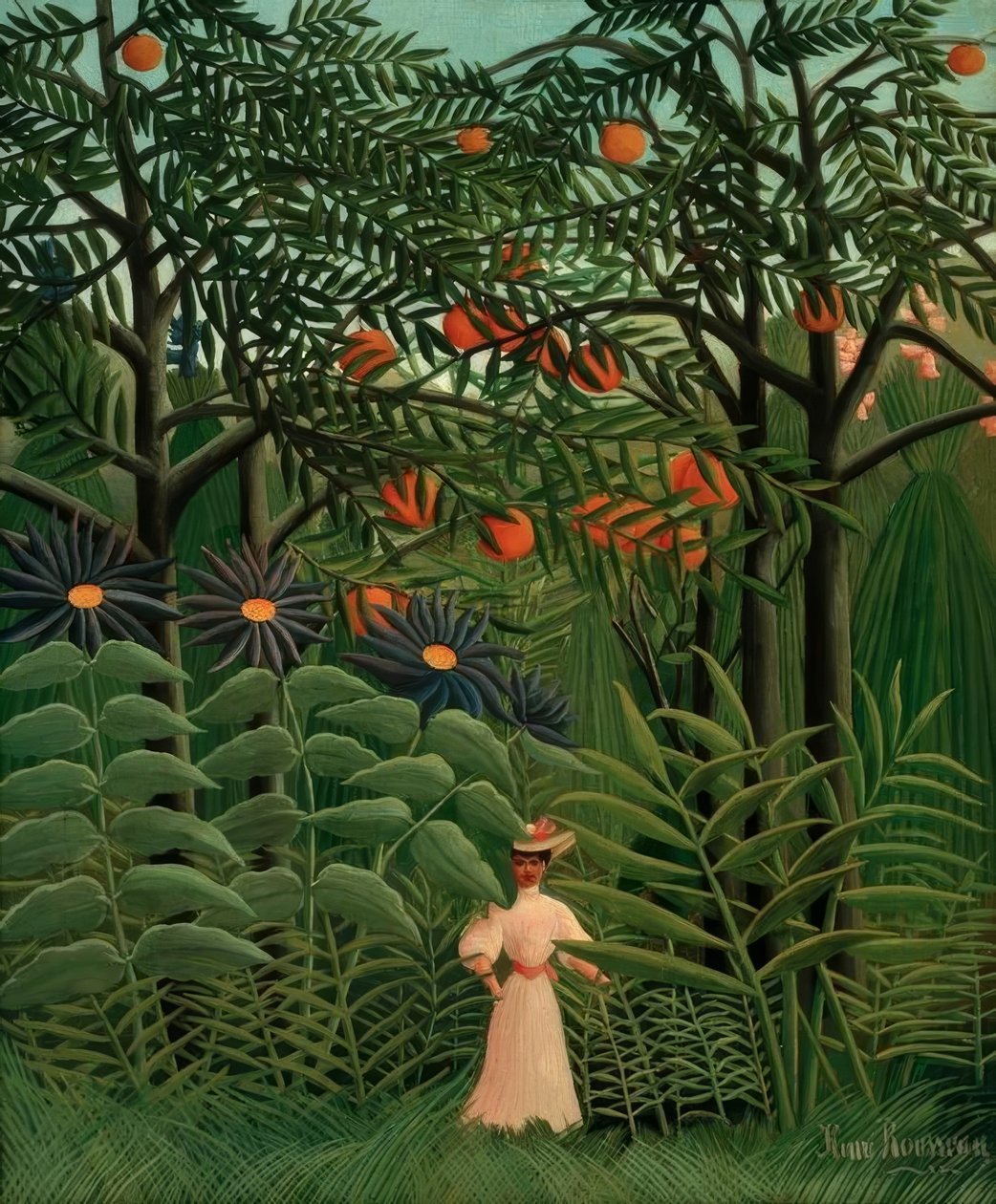 Femme se promenant dans une forêt exotique - Henri Rousseau