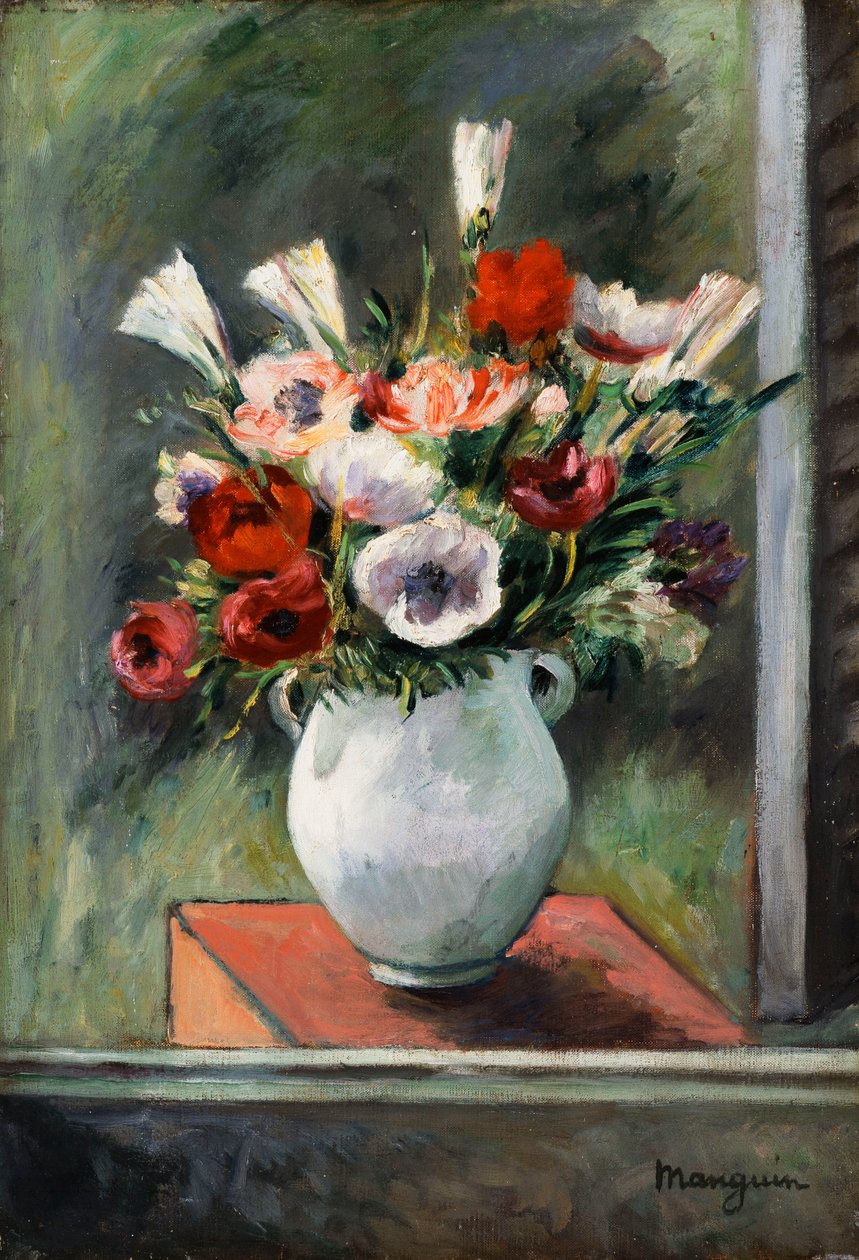 Anémones dans un vase blanc - Henri Charles Manguin