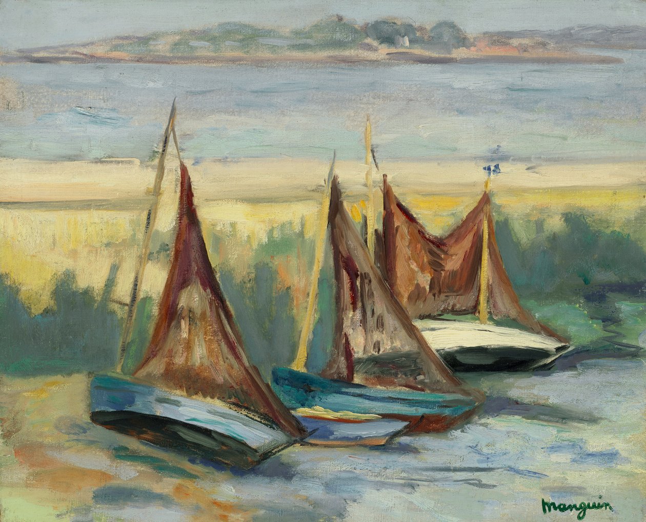Voiliers à marée basse - Henri Charles Manguin