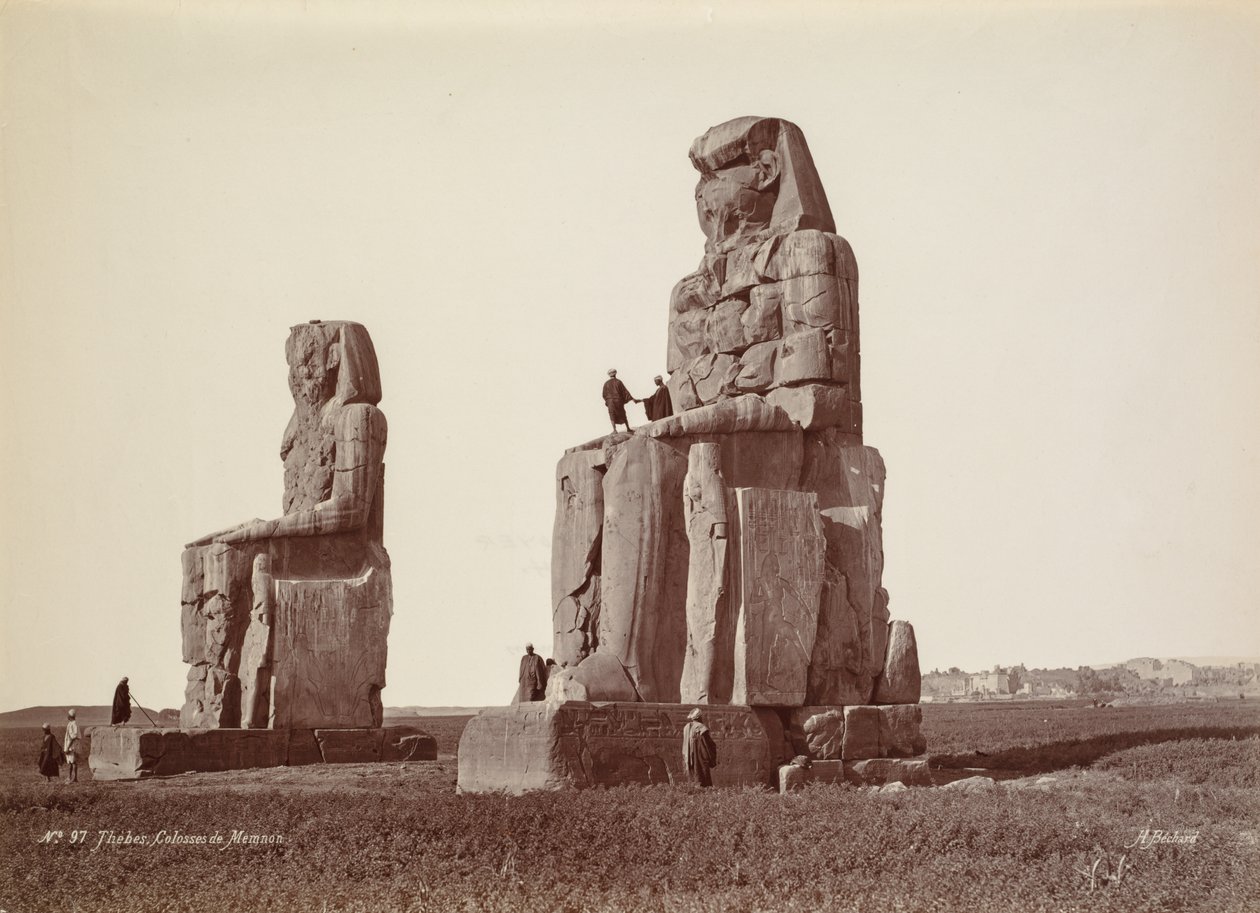 Thèbes, Les Colosses de Memnon, années 1870 - Georges Henri Bechard