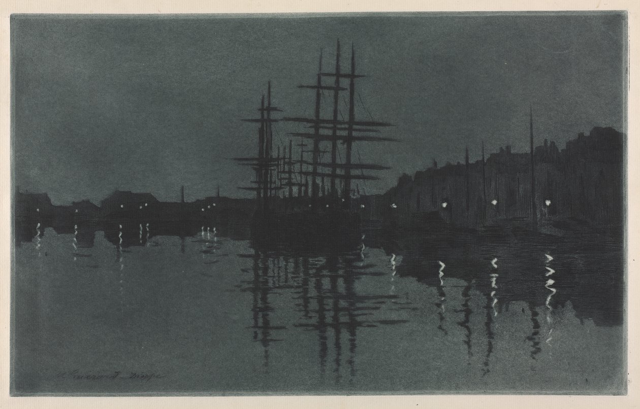 Effet de lune à Dieppe - Henri Charles Guérard