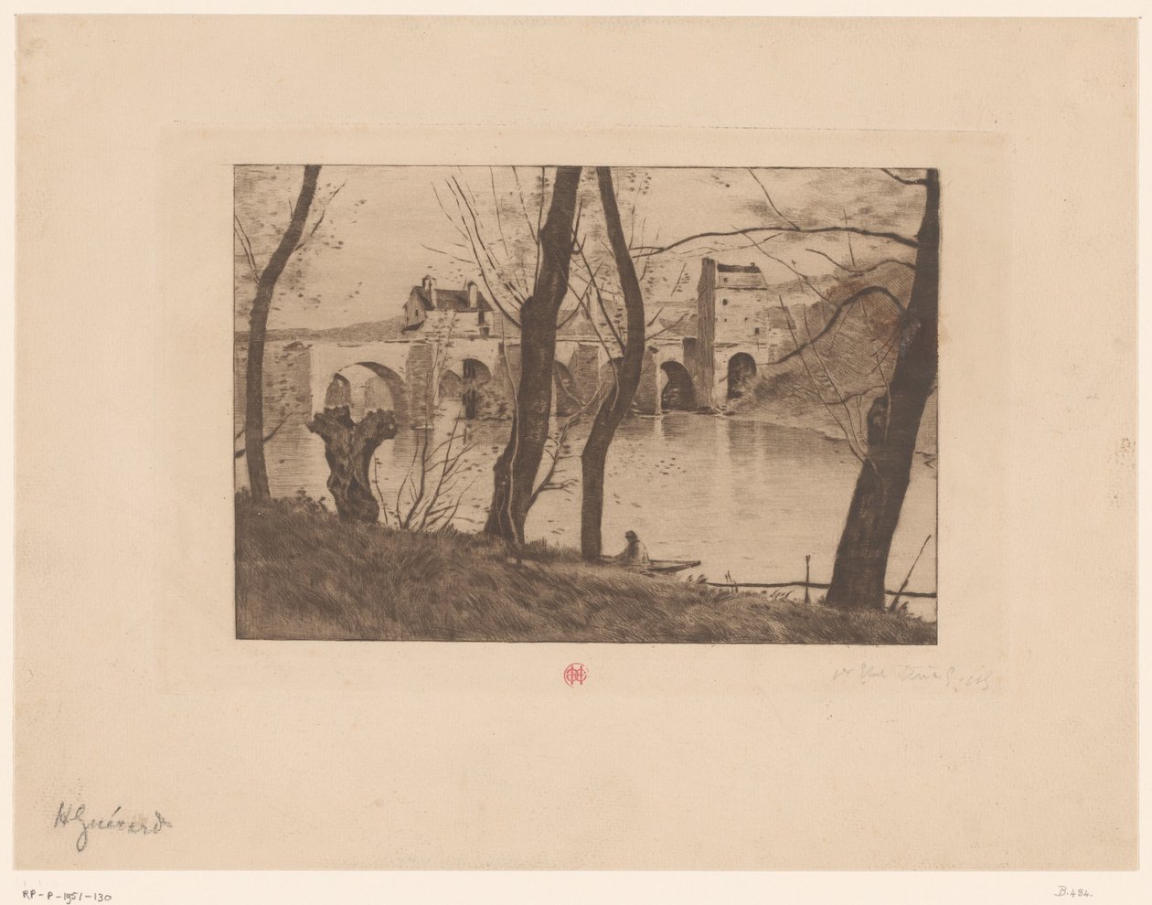Vue sur le pont à Mantes-la-Jolie - Henri Charles Guérard