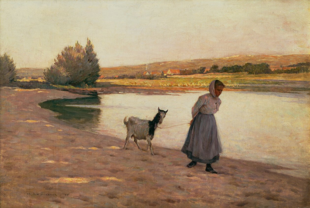 Femme tirant une Chèvre - Henri Eugene Augustin Le Sidaner