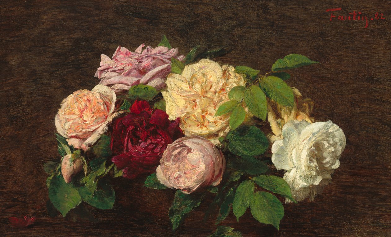 Roses de Nice sur une table - Ignace Henri Jean Fantin Latour
