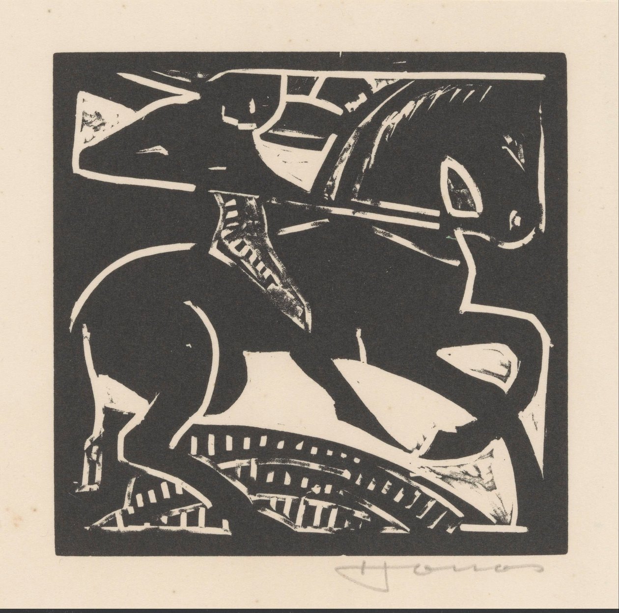 Cavalier sur un cheval - Henri Jonas (signed by artist)