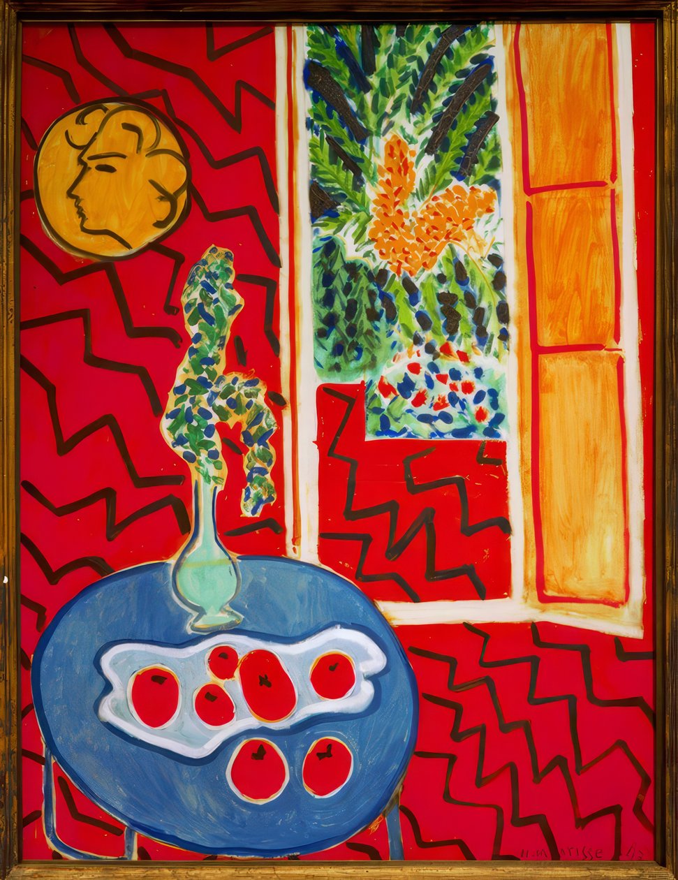 Intérieur rouge, nature morte sur table bleue - Henri Matisse