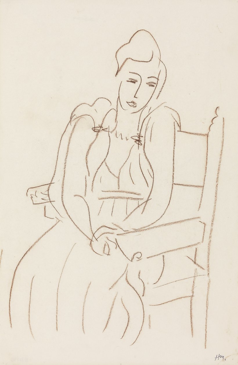 Femme assise (crayon de cire brun sur papier) - Henri Matisse