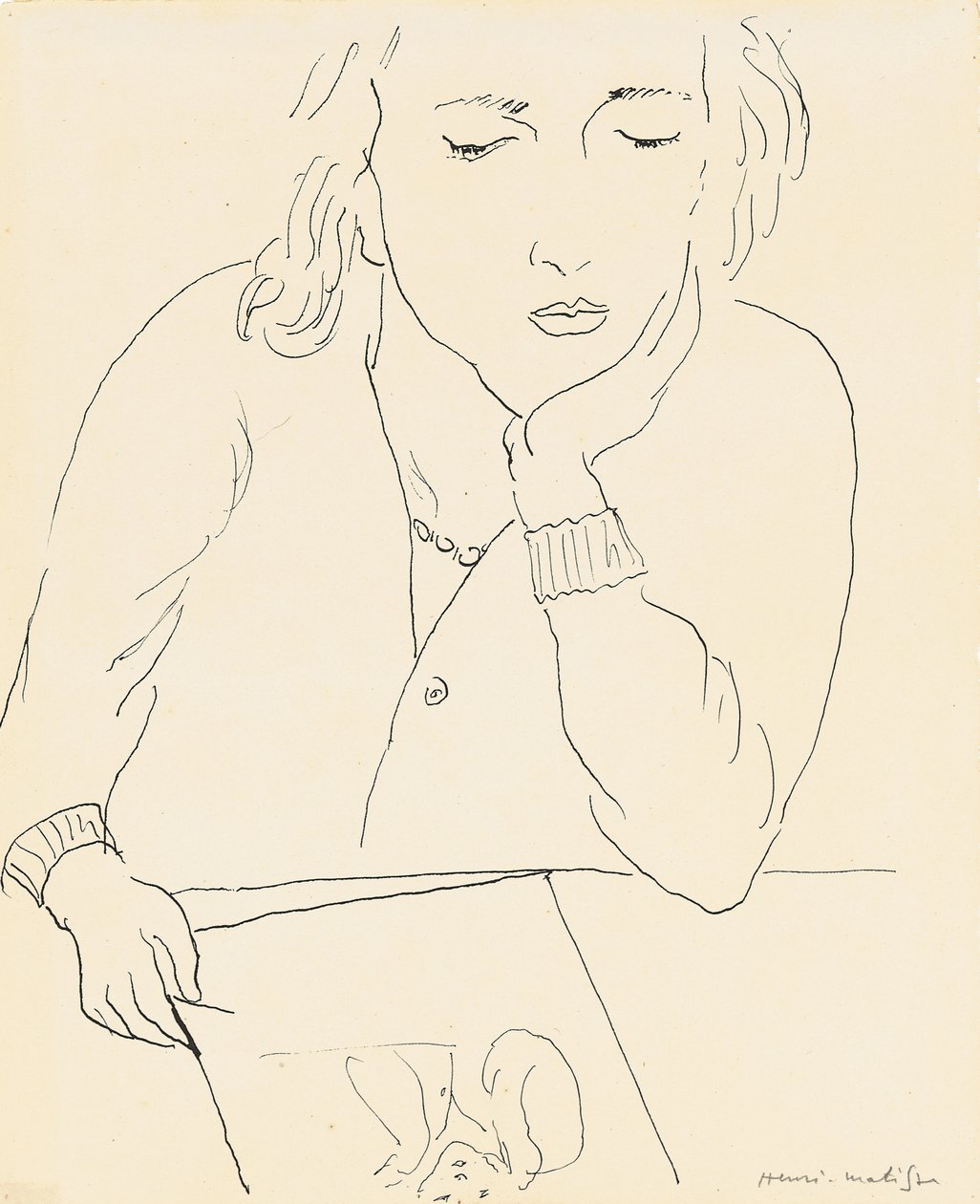 Femme lisant (plume et encre sur papier) - Henri Matisse