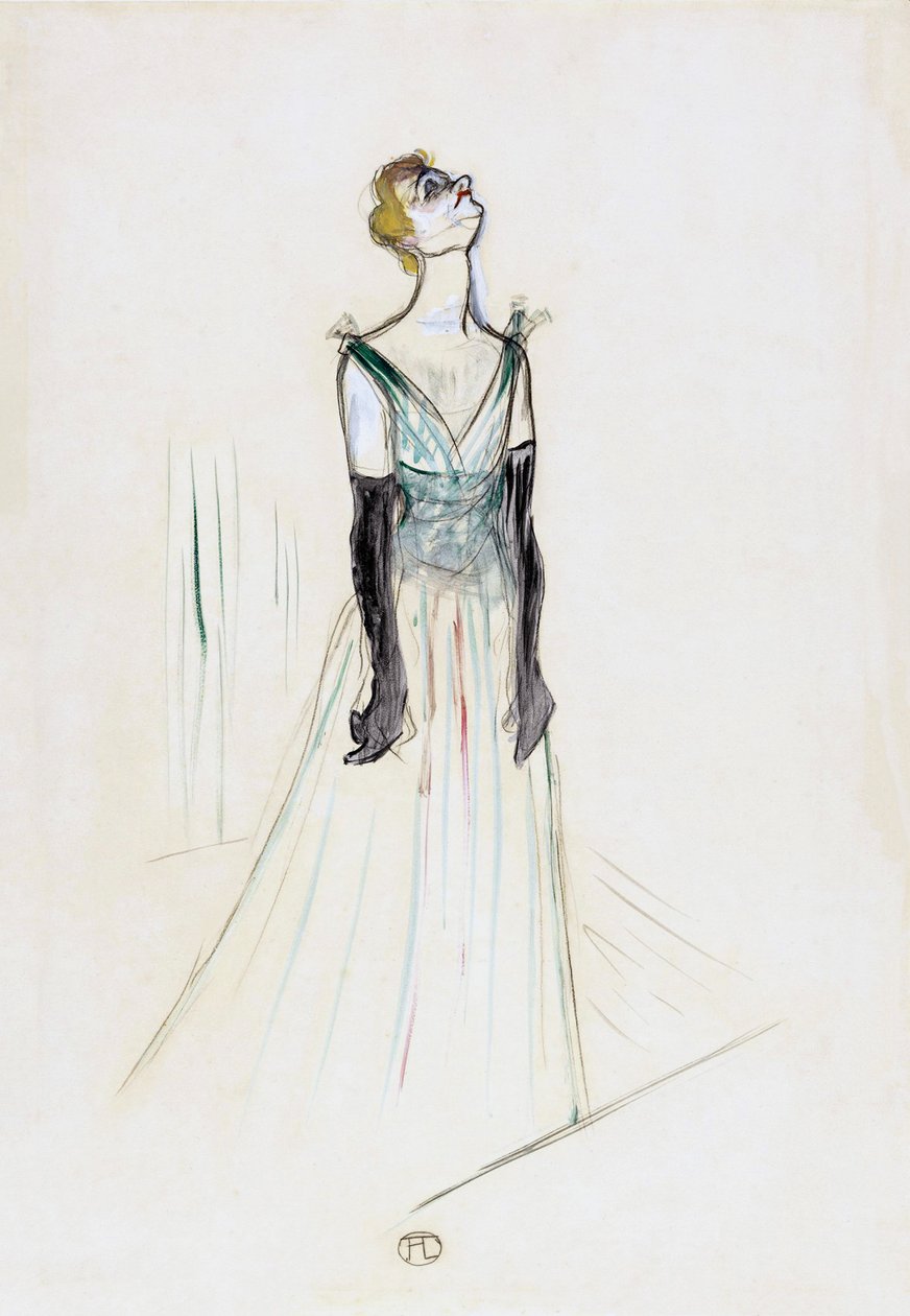 Yvette Guilbert. Portrait. - Henri de Toulouse Lautrec