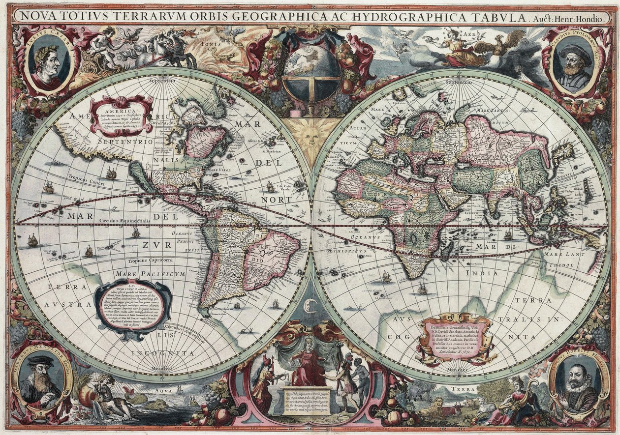 Nova Totius Terrarum Orbis Geographica ac Hydrographica Tabula - Henricus Hondius II