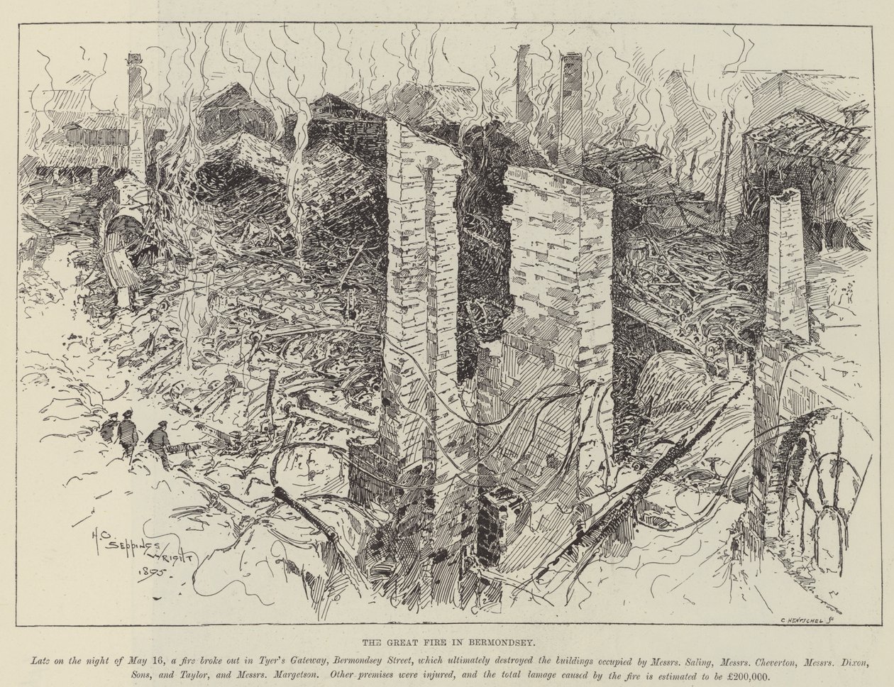 Le Grand Incendie de Bermondsey - Henry Charles Seppings Wright