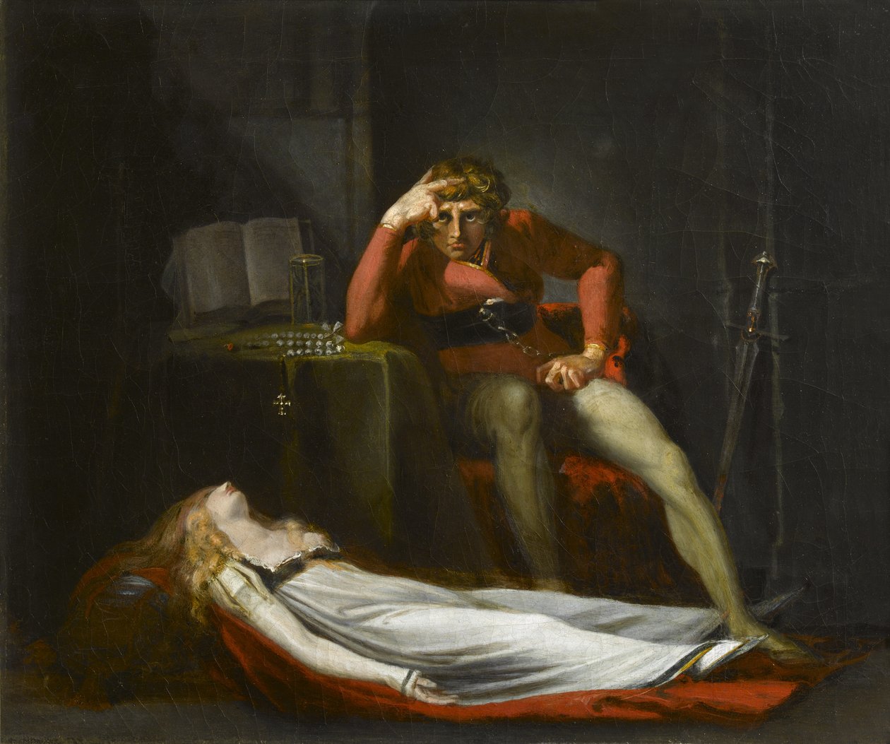 La cour italienne, ou Ezzelier, comte de Ravenne, méditant sur le corps de Meduna, tuée par lui pour infidélité pendant son absence en Terre Sainte, vers 1780 - Johann Heinrich Füssli