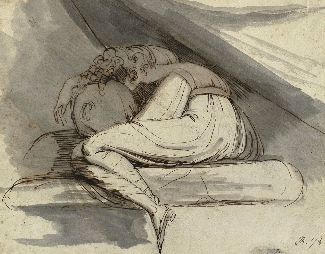 Femme assise, recroquevillée - Johann Heinrich Füssli