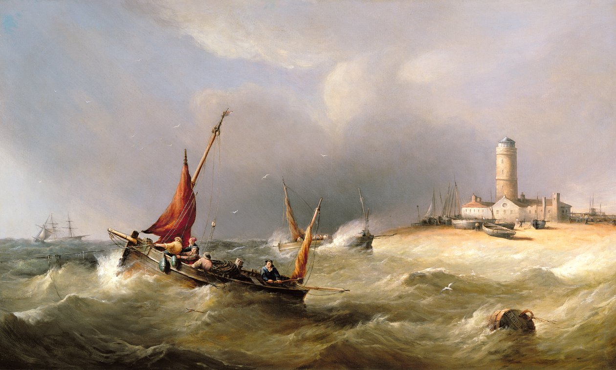 Bateaux de pêche dans une tempête au large de Dungeness Spit - Henry King Taylor
