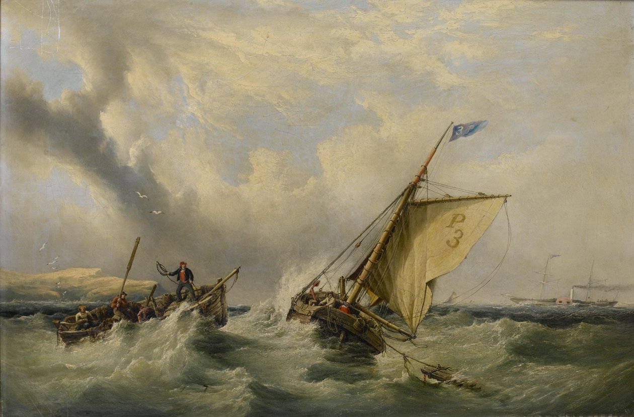 Cutter pilote n° 3 avec un bateau à rames s