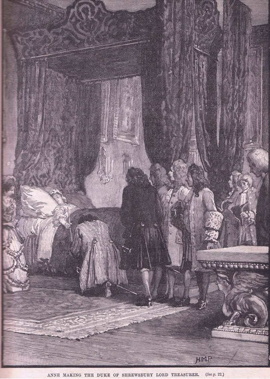 Anne faisant du Duc de Shrewsbury le Lord Trésorier en 1714 après J.-C. - Henry Marriott Paget